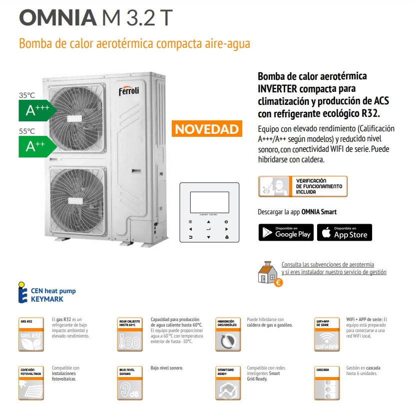 FERROLI: NUEVO Equipo de Aerotermia Omnia M 3.2 T  22-30 KW