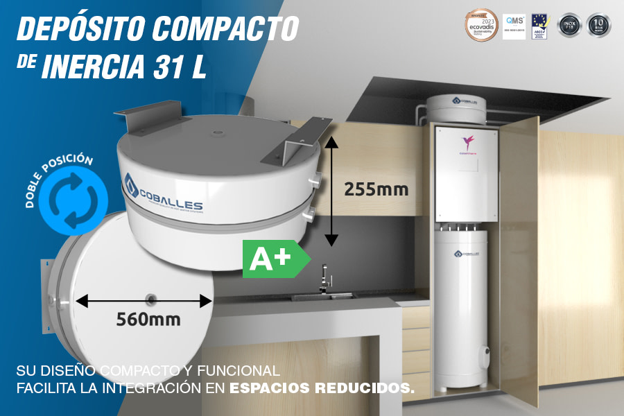 Nuevo Depósito de Inercia Bajo Techo de 31 litros A+ de Capacidad C40 DP31