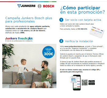 Bosch entrega hasta 300€ para la instalación de equipos | Hasta 29 de febrero