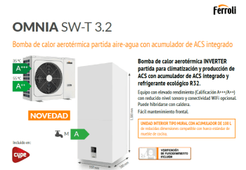 Aerotermia Ferroli OMNIA // 10kW 230V 100L ACS MURAL // WIFI